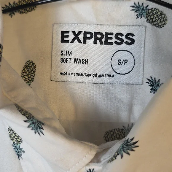 Express White Pineapple Print Men's Shirt - Picture 3 of 6